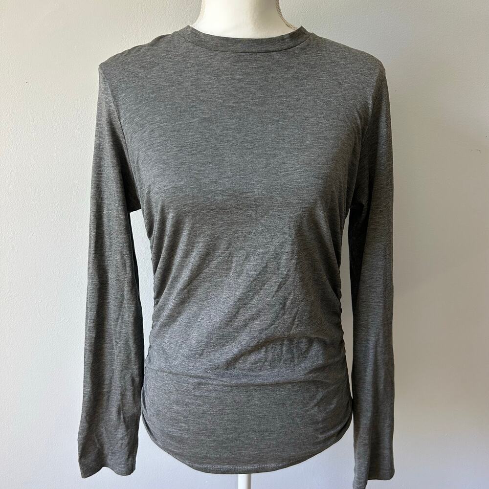 Theory Dark Gray Cotton Longsleeve Cinched Side Closet Staple Small